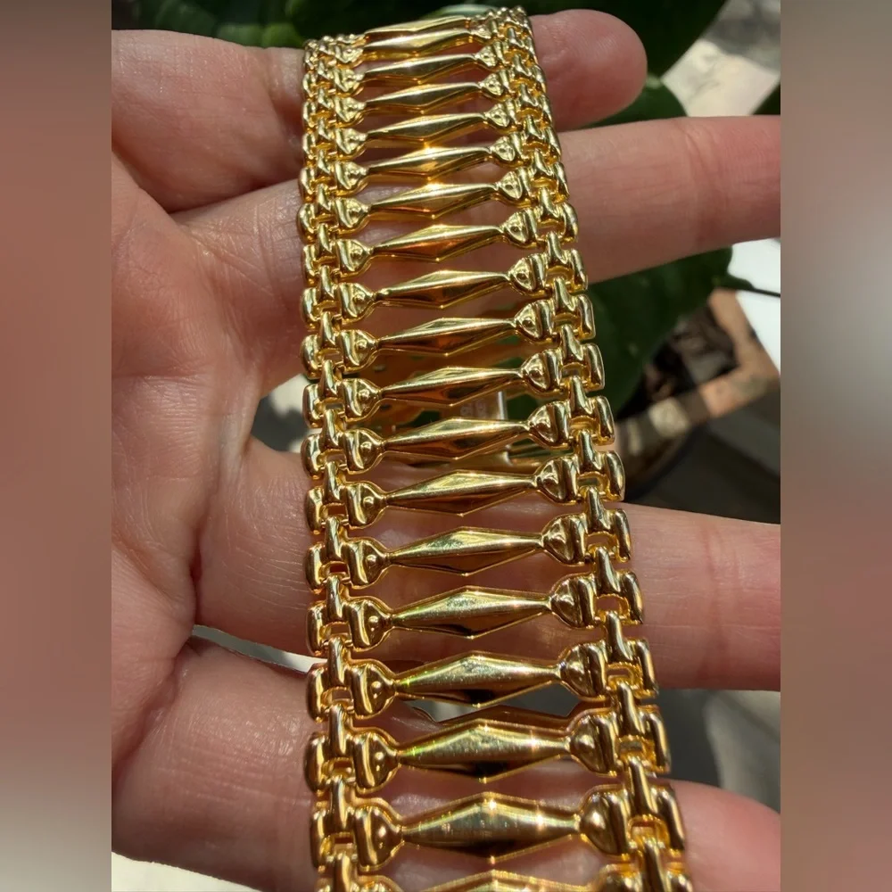 Vintage Jacmel Mauritius 18K Gold Vermeil 925 Wide Gate Link Bracelet